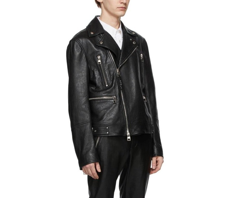 Cool Shawl Collar Black Jacket With Long Sleeve , 2 Pocket, Front Zipper Biker Jacket - Image 4