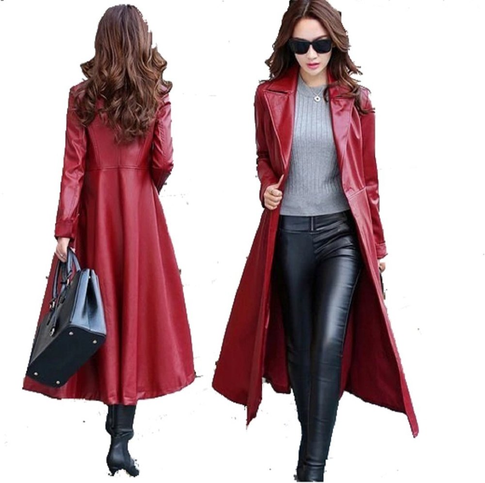 Full Sleeve Plain Ladies Red Leather Jacket